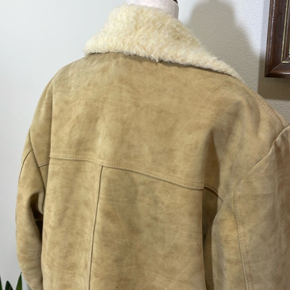 THE Coolest Vintage 1970s 80s Faux Suede Sheepskin Shearling Jacket Coat - Picture 5 of 16